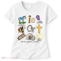 Let Me Tell You A Story He Is Risen Jesus Easter Christian  Women's T-Shirt thumb 0