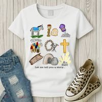 Let Me Tell You A Story He Is Risen Jesus Easter Christian  Women's T-Shirt thumb 3