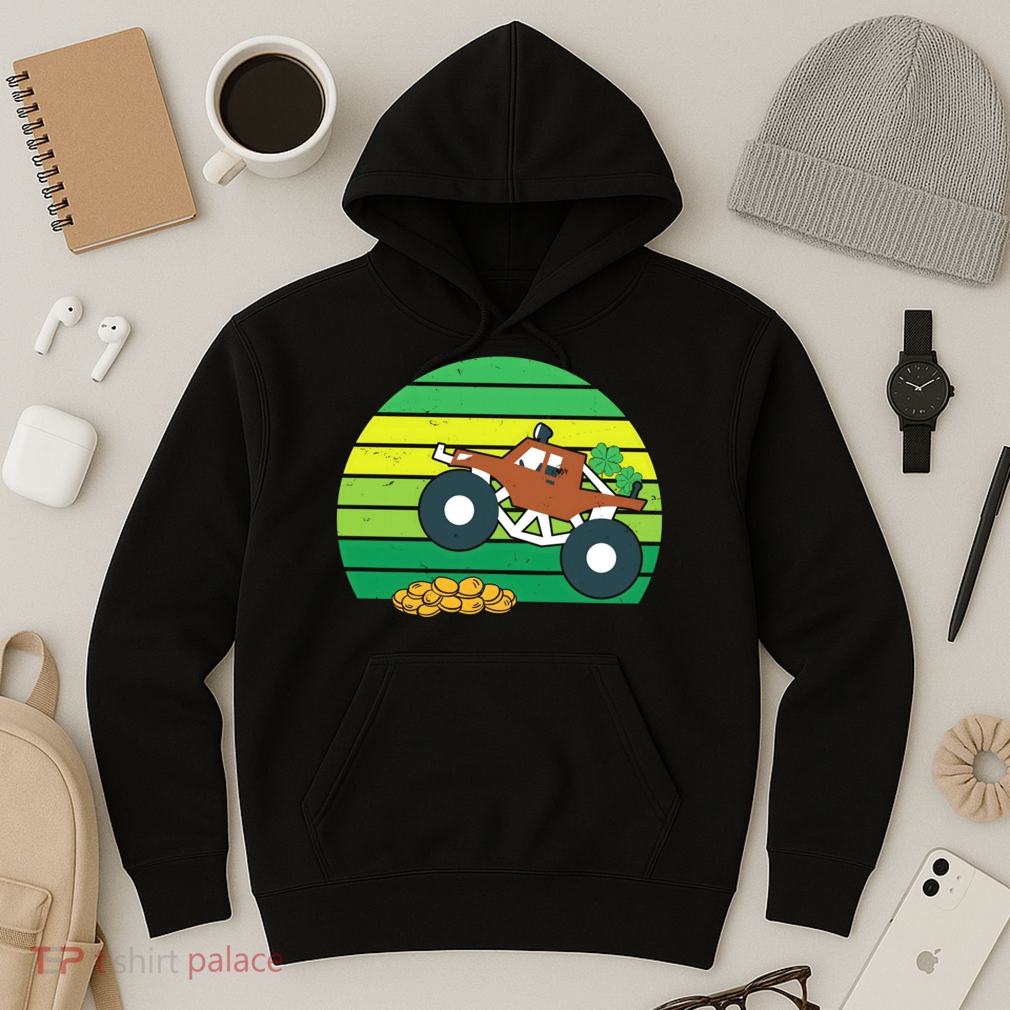 Lucky Monster Truck St Patrick's Day Hoodie
