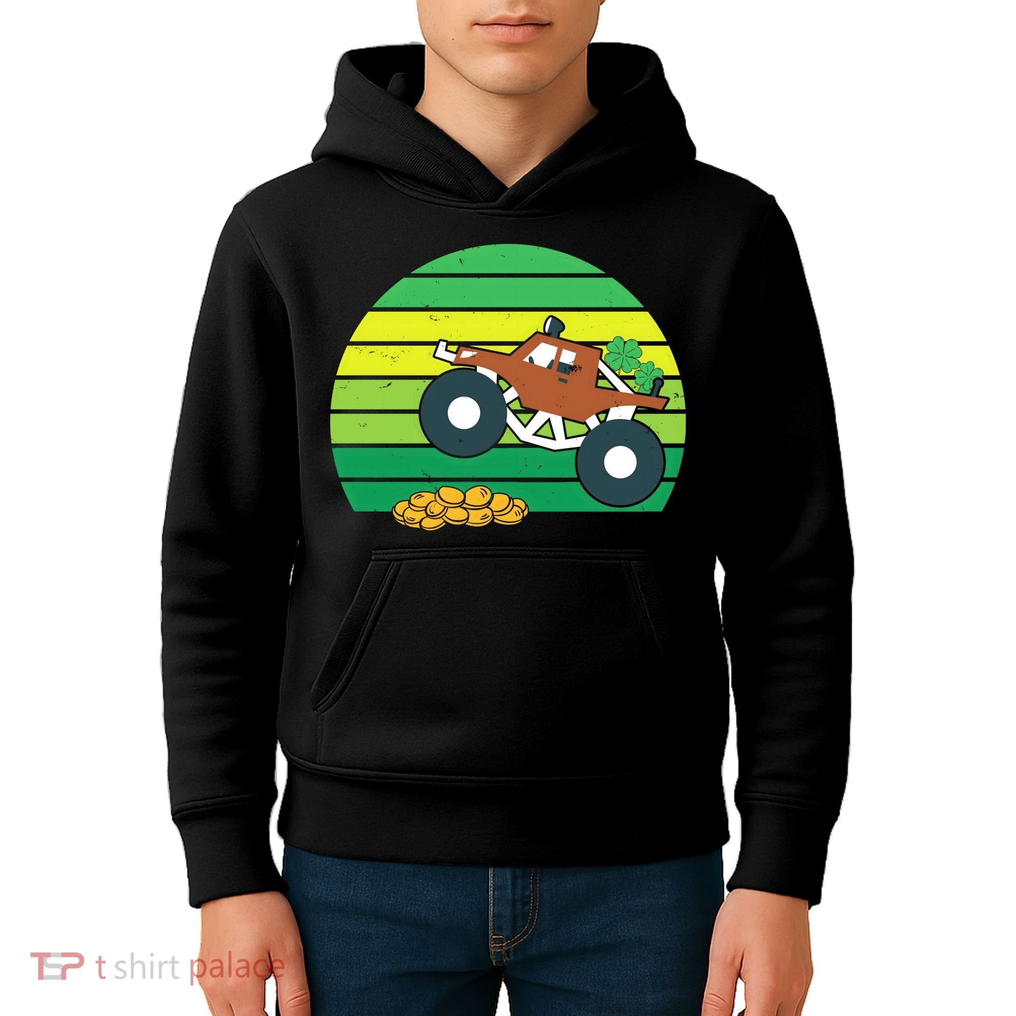 Lucky Monster Truck St Patrick's Day Kids Hoodie