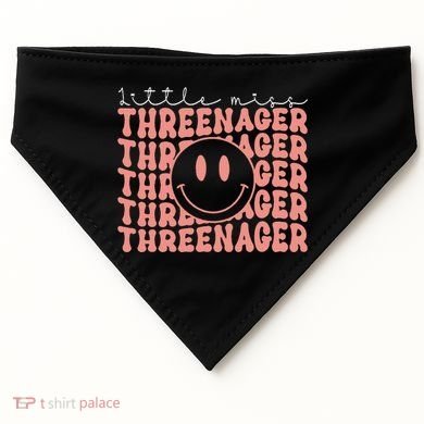 Little Miss Threenager 3rd birthday Boho Cute USA-Made Doggie Bandana