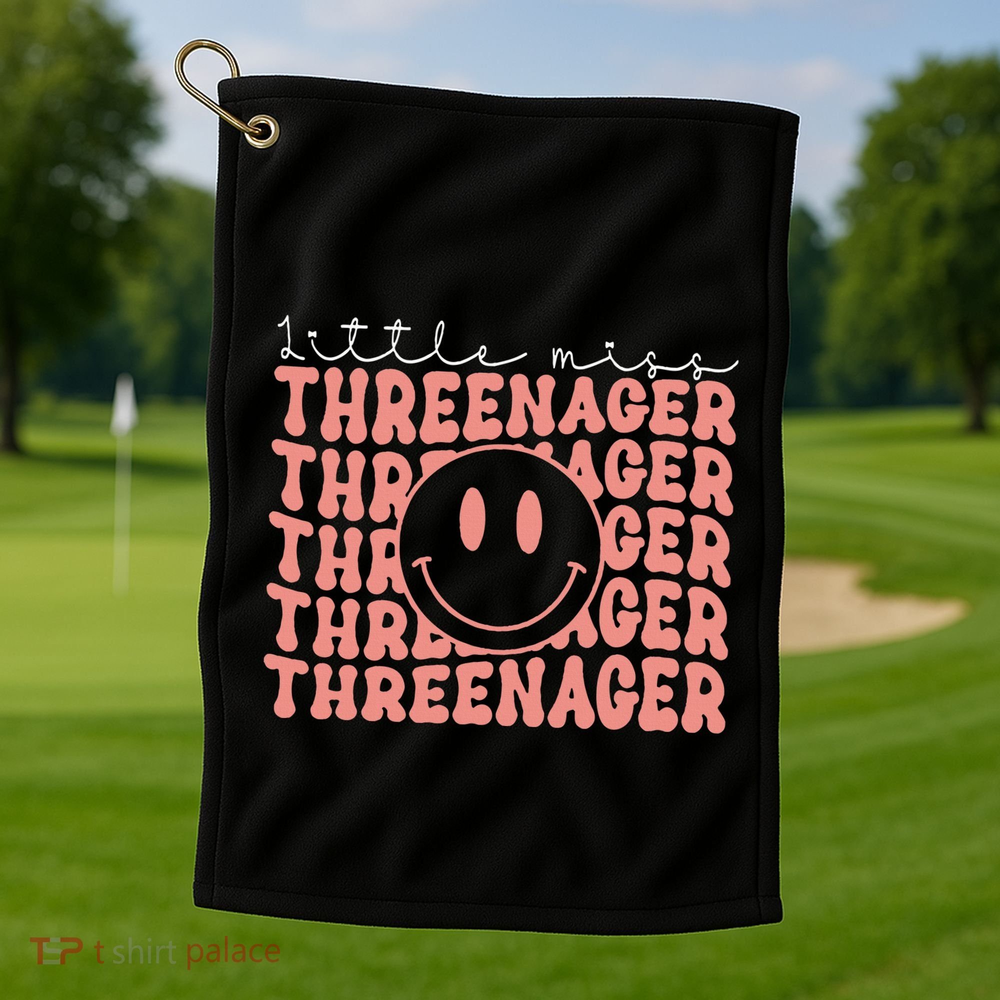 Little Miss Threenager 3rd birthday Boho Cute Golf Towel
