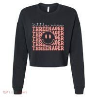 Little Miss Threenager 3rd birthday Boho Cute Cropped Pullover Crew thumb 0