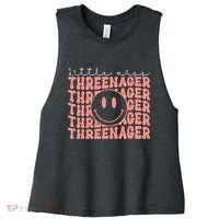 Little Miss Threenager 3rd birthday Boho Cute Women's Racerback Cropped Tank thumb 0
