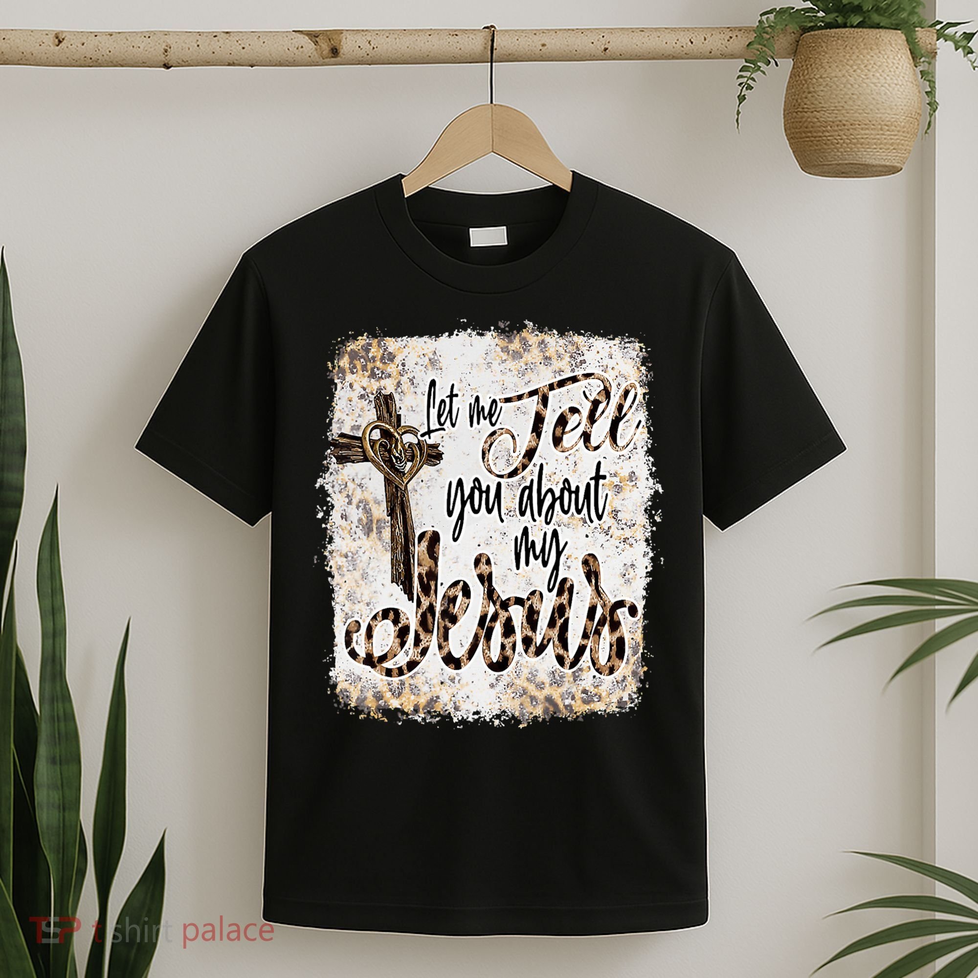 Let Me Tell You About My Jesus Leopard Bleached Bible T-Shirt