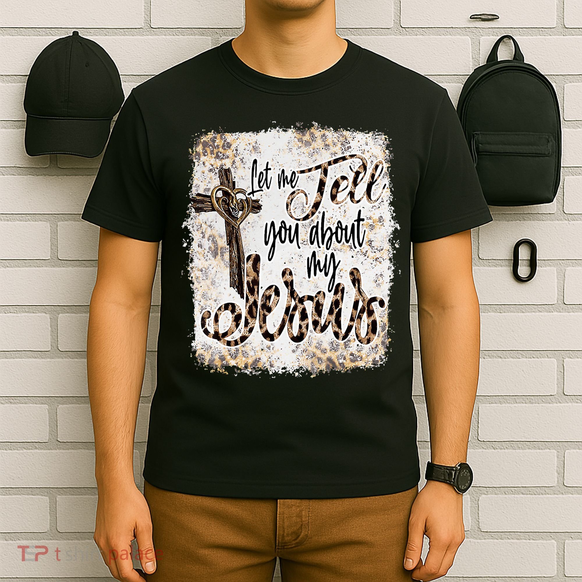 Let Me Tell You About My Jesus Leopard Bleached Bible T-Shirt