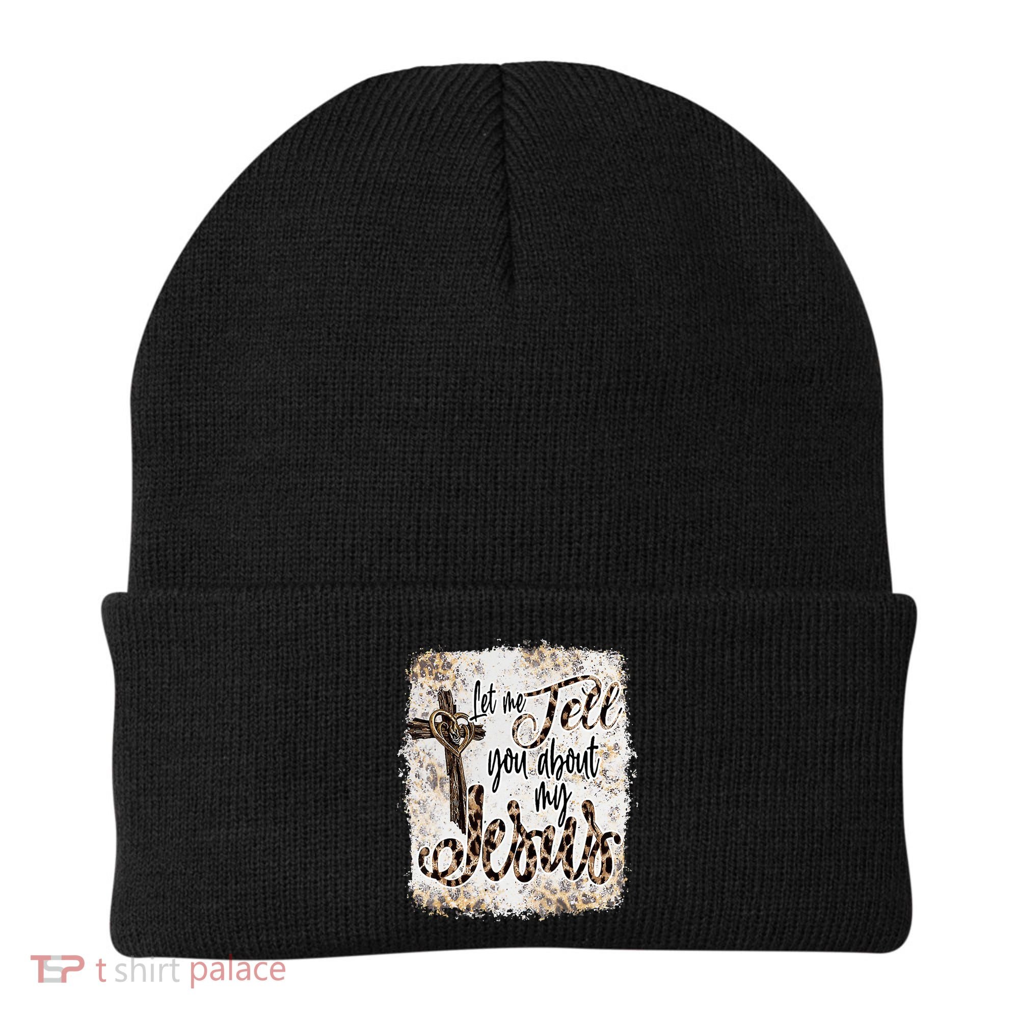 Let Me Tell You About My Jesus Leopard Bleached Bible Beanie