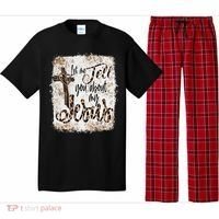 Let Me Tell You About My Jesus Leopard Bleached Bible Pajama Set thumb 0