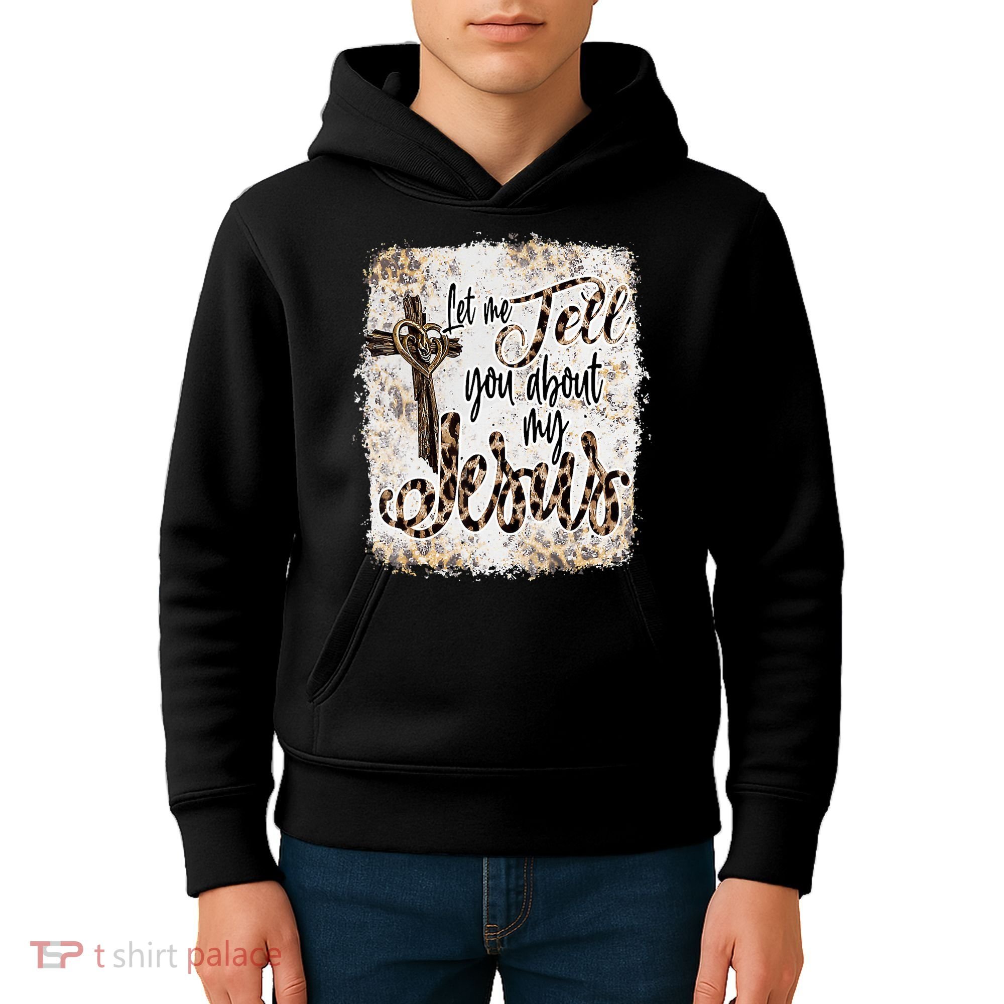 Let Me Tell You About My Jesus Leopard Bleached Bible Kids Hoodie