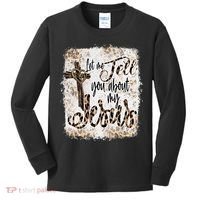 Let Me Tell You About My Jesus Leopard Bleached Bible Kids Long Sleeve Shirt thumb 0