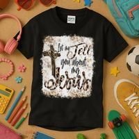 Let Me Tell You About My Jesus Leopard Bleached Bible Kids T-Shirt thumb 3