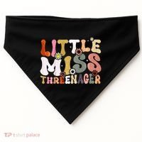 Little Miss Threenager 3rd Birthday Girl Boho USA-Made Doggie Bandana thumb 0