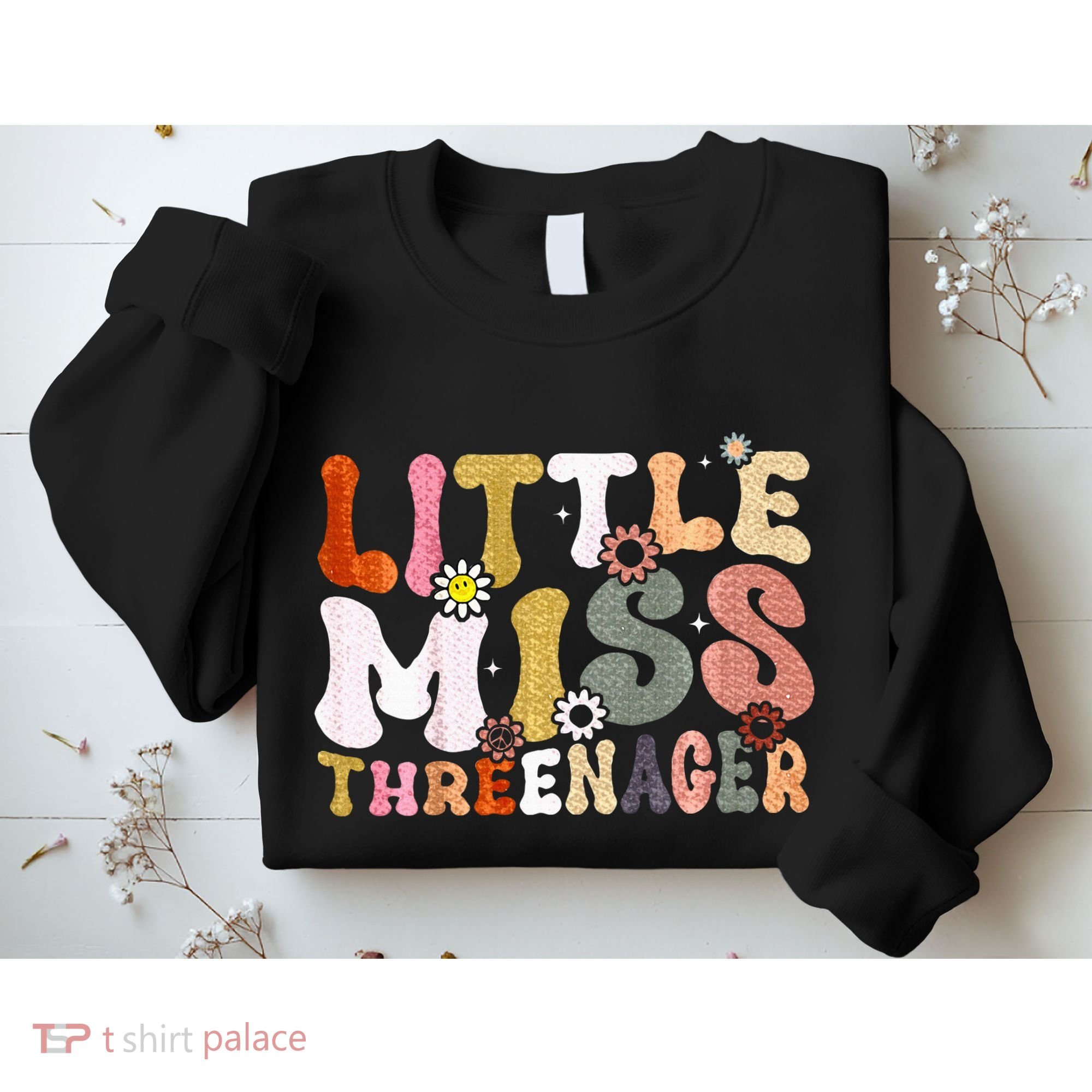 Little Miss Threenager 3rd Birthday Girl Boho Sweatshirt