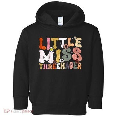 Little Miss Threenager 3rd Birthday Girl Boho Toddler Hoodie