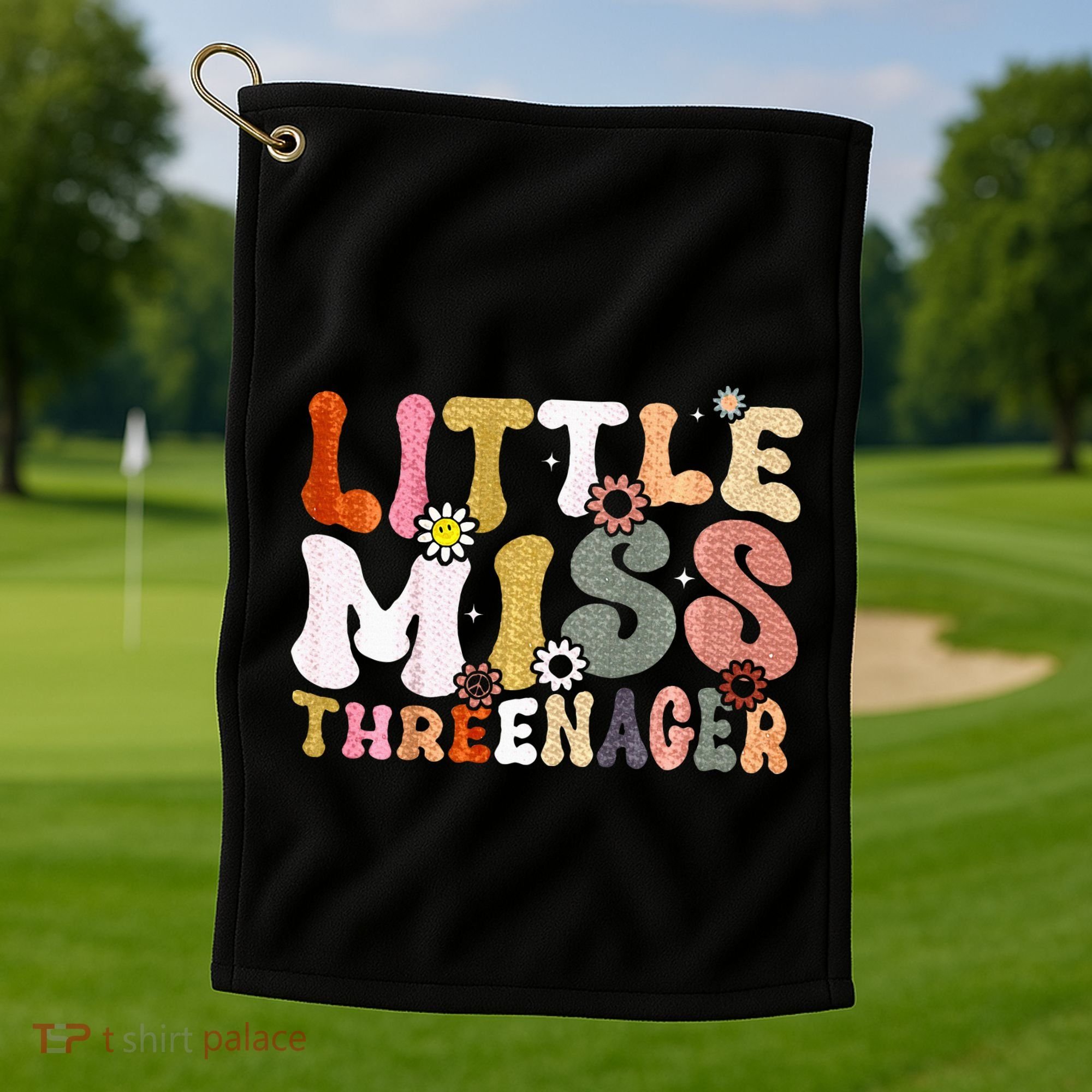 Little Miss Threenager 3rd Birthday Girl Boho Golf Towel