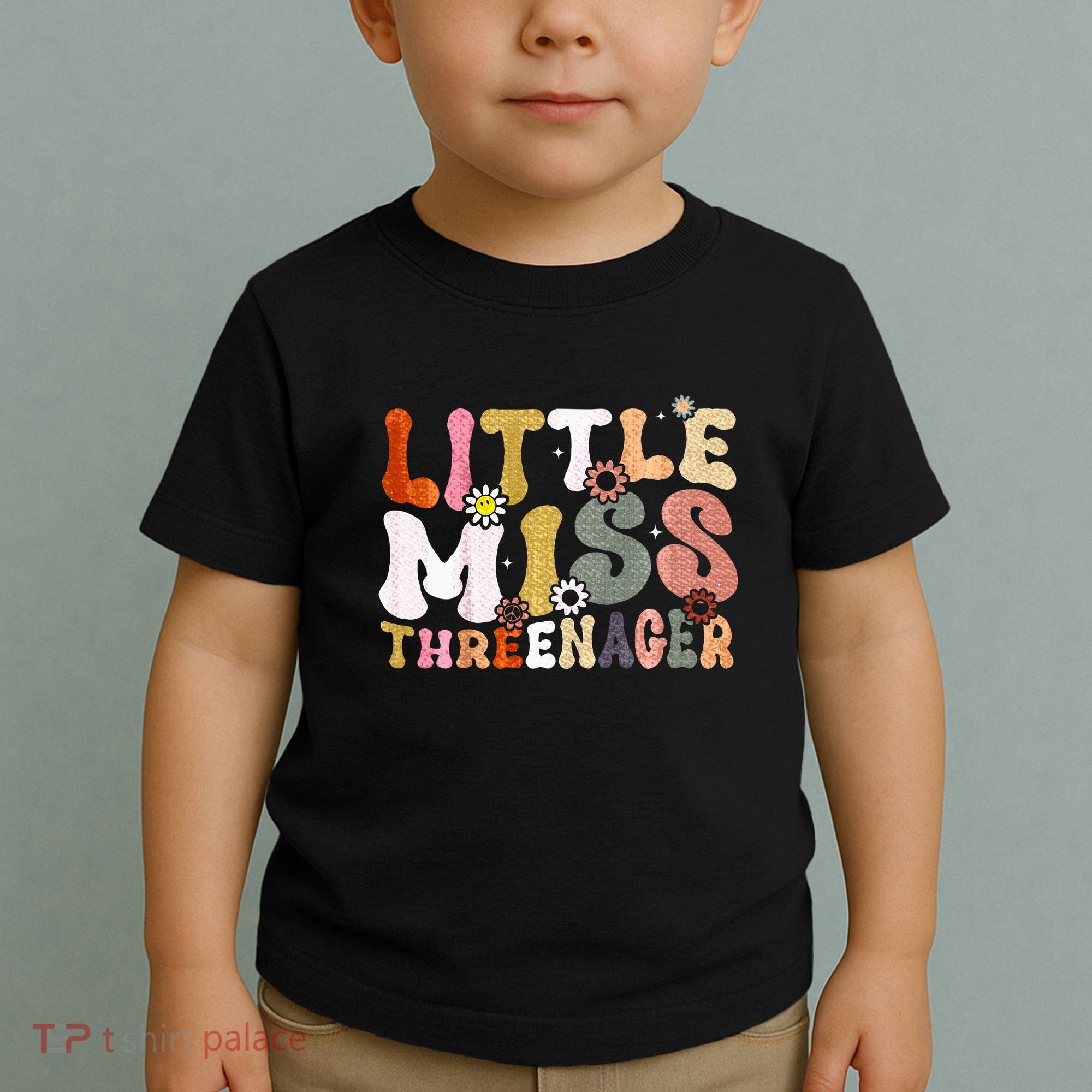 Little Miss Threenager 3rd Birthday Girl Boho Toddler T-Shirt
