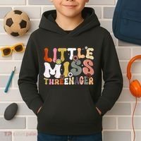 Little Miss Threenager 3rd Birthday Girl Boho Kids Hoodie thumb 2