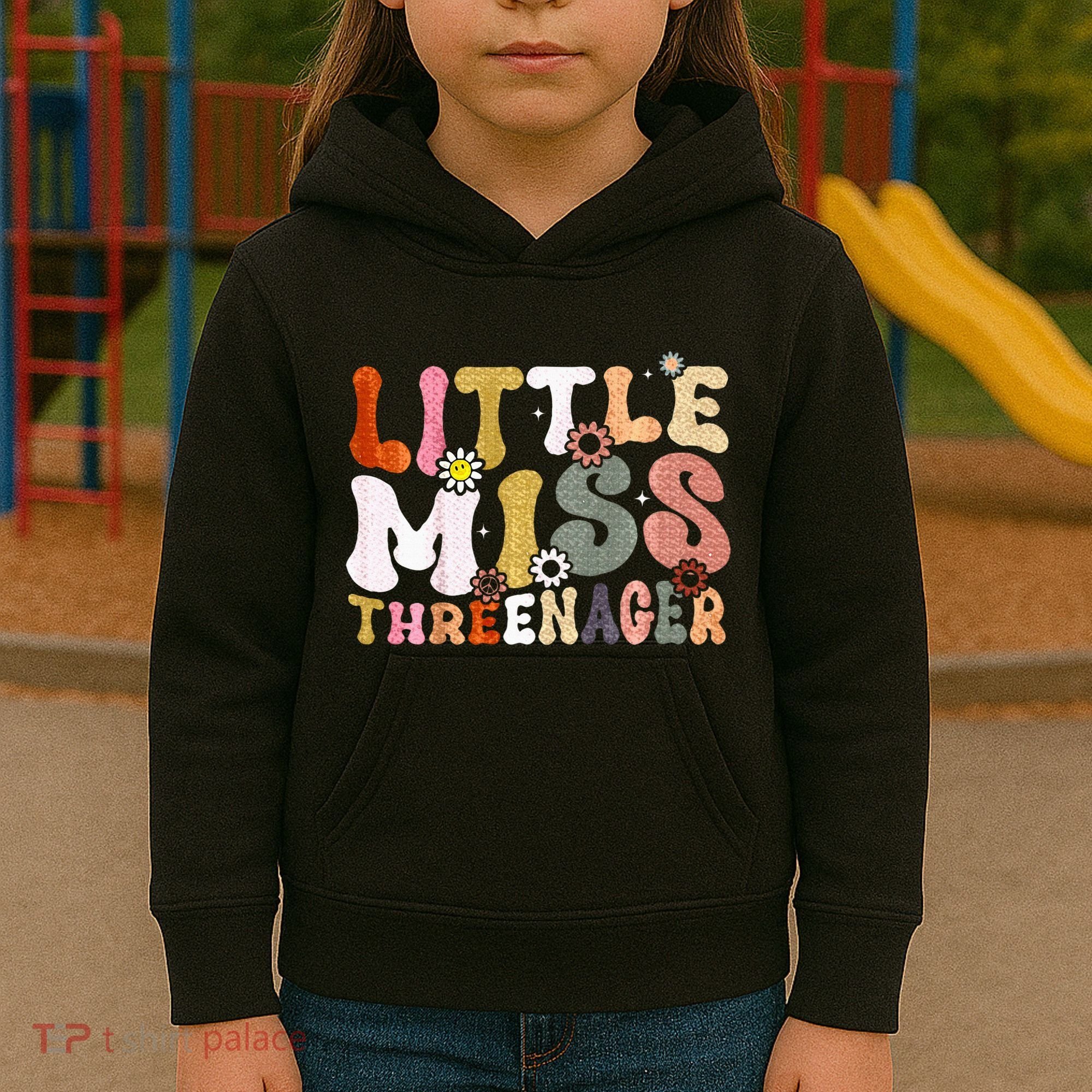 Little Miss Threenager 3rd Birthday Girl Boho Kids Hoodie