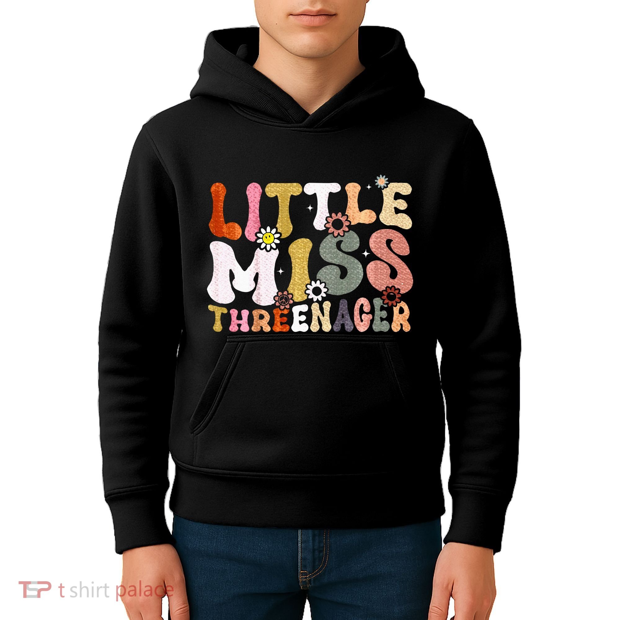 Little Miss Threenager 3rd Birthday Girl Boho Kids Hoodie