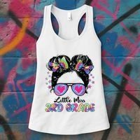 Little Miss Third Grade Girl Back To School 3rd Grade Women's Tank Top thumb 3