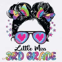 Little Miss Third Grade Girl Back To School 3rd Grade Kids Long Sleeve Plaid Pajama Set thumb 2