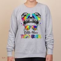 Little Miss Third Grade Messy Bun Back To School Women's Sweatshirt thumb 0
