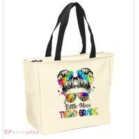 Little Miss Third Grade Messy Bun Back To School Tote Bag thumb 2