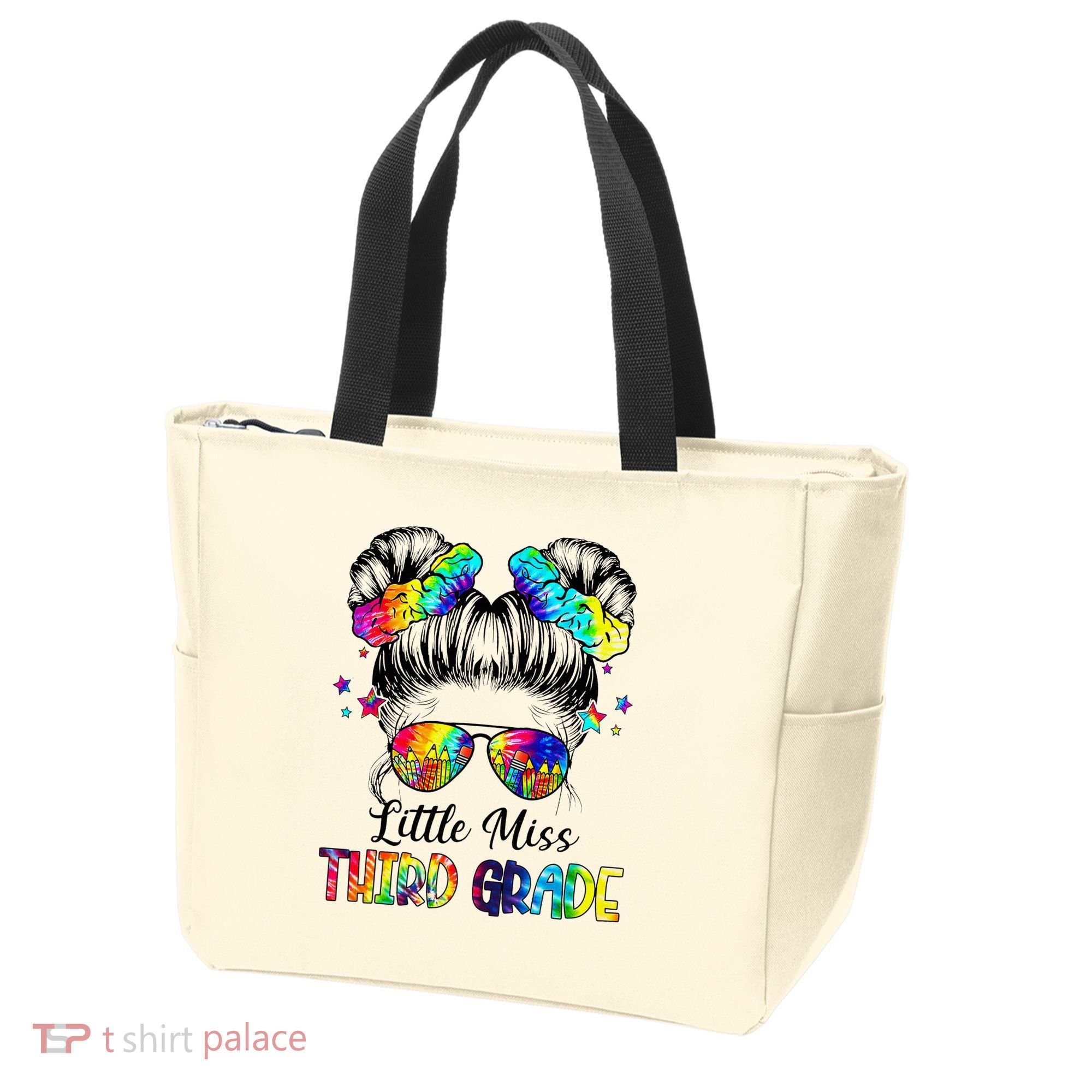Little Miss Third Grade Messy Bun Back To School Tote Bag
