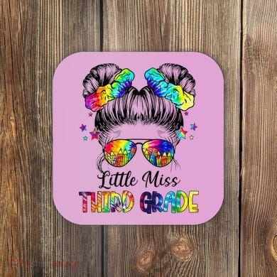 Little Miss Third Grade Messy Bun Back To School Coaster