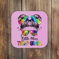 Little Miss Third Grade Messy Bun Back To School Coaster thumb 0
