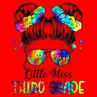 Little Miss Third Grade Messy Bun Back To School Santa Hat thumb 1