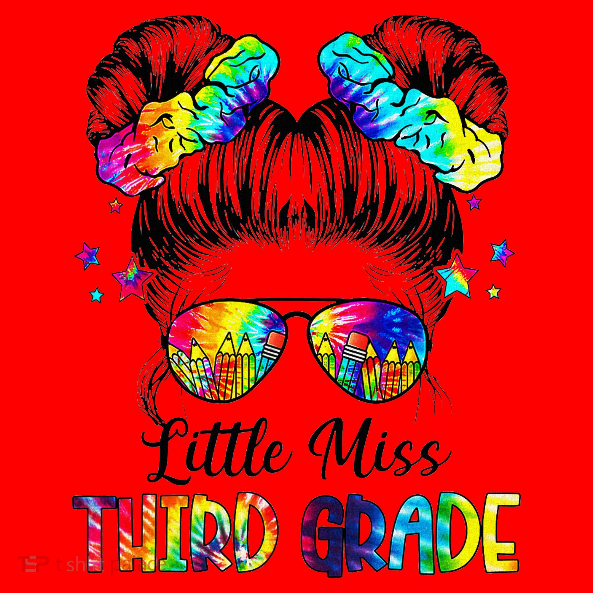 Little Miss Third Grade Messy Bun Back To School Santa Hat