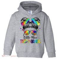 Little Miss Third Grade Messy Bun Back To School Toddler Hoodie thumb 0