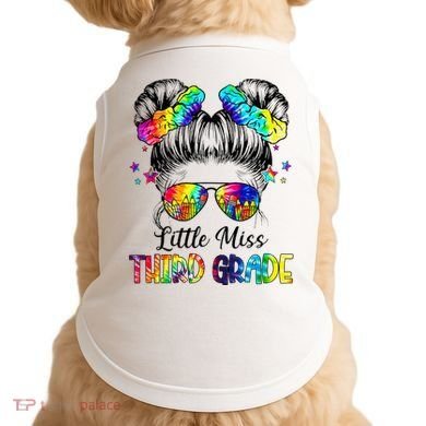 Little Miss Third Grade Messy Bun Back To School Doggie Tank