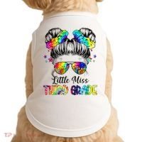 Little Miss Third Grade Messy Bun Back To School Doggie Tank thumb 0