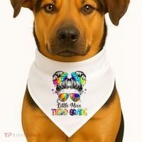 Little Miss Third Grade Messy Bun Back To School USA-Made Doggie Bandana thumb 1