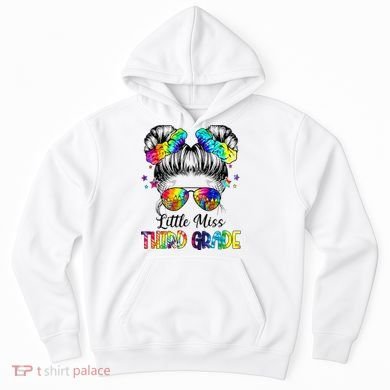 Little Miss Third Grade Messy Bun Back To School Hoodie