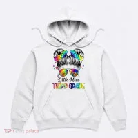 Little Miss Third Grade Messy Bun Back To School Hoodie thumb 0