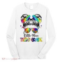 Little Miss Third Grade Messy Bun Back To School Long Sleeve Shirt thumb 0