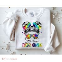 Little Miss Third Grade Messy Bun Back To School Sweatshirt thumb 2