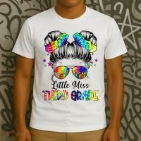 Little Miss Third Grade Messy Bun Back To School T-Shirt thumb 3