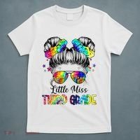 Little Miss Third Grade Messy Bun Back To School T-Shirt thumb 5
