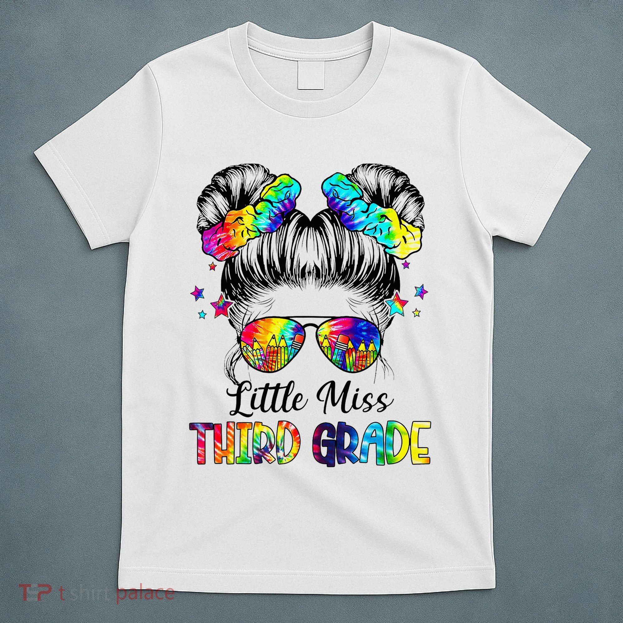 Little Miss Third Grade Messy Bun Back To School T-Shirt