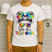 Little Miss Third Grade Messy Bun Back To School T-Shirt thumb 6