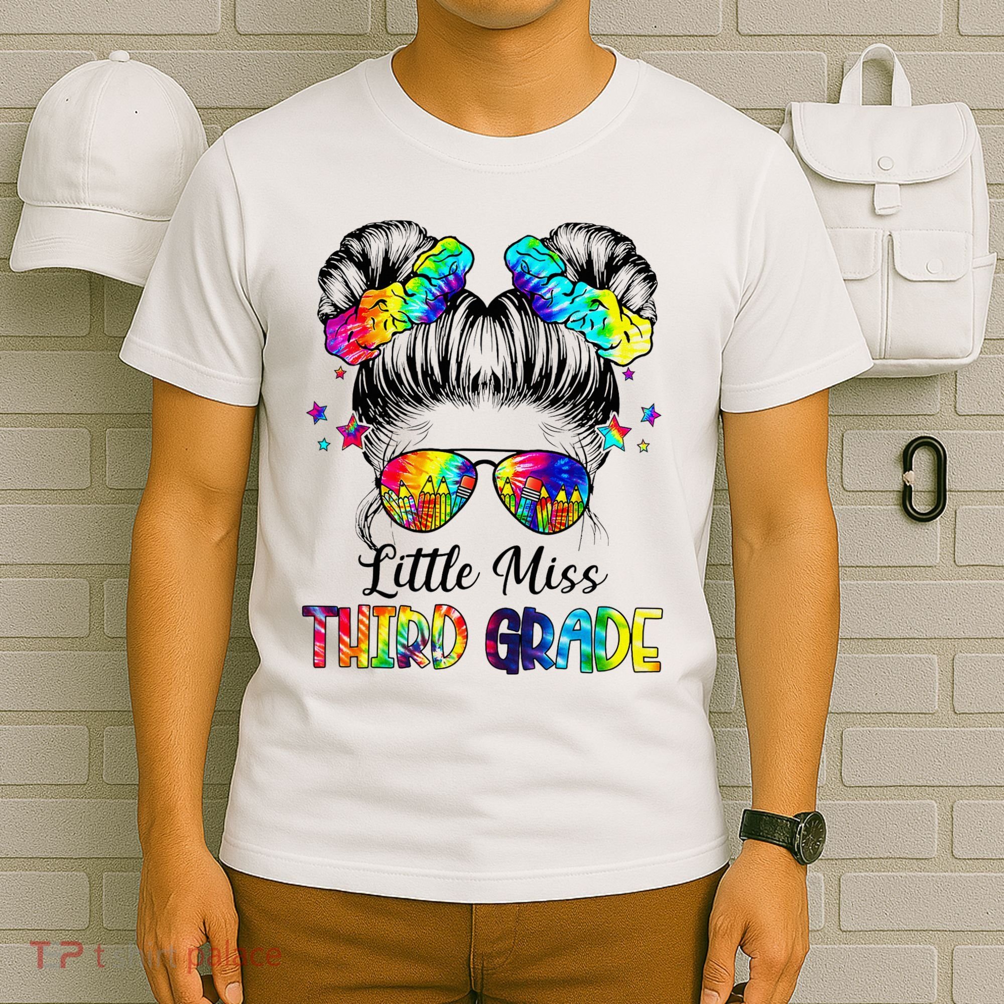 Little Miss Third Grade Messy Bun Back To School T-Shirt