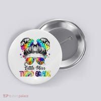 Little Miss Third Grade Messy Bun Back To School Button thumb 0