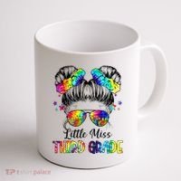 Little Miss Third Grade Messy Bun Back To School Coffee Mug thumb 1