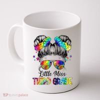 Little Miss Third Grade Messy Bun Back To School Coffee Mug thumb 0