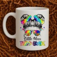 Little Miss Third Grade Messy Bun Back To School Coffee Mug thumb 2