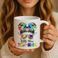 Little Miss Third Grade Messy Bun Back To School Coffee Mug thumb 3